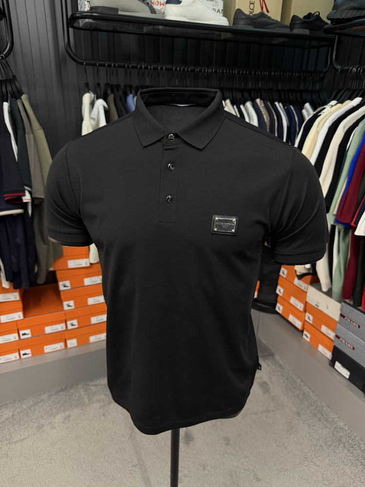 İthal Dolce Gabbana Polo Yaka  Kırışmayan Kumaş (10081-Siyah)
