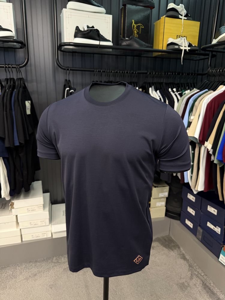 İthal Lora Piana T-shirt Kırışmayan Kumaş (9444-Lacivert)