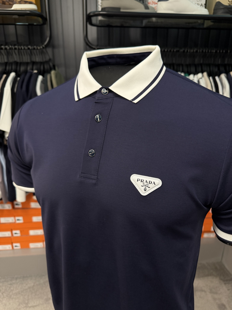 İthal Prada Polo Yaka  Kırışmayan Kumaş (10088-Lacivert)