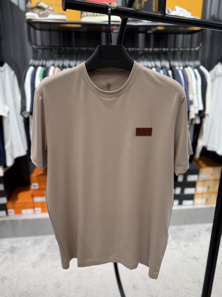 İthal Brunello Cucınelli T-shirt Kırışmayan Kumaş (9450-Vizon)