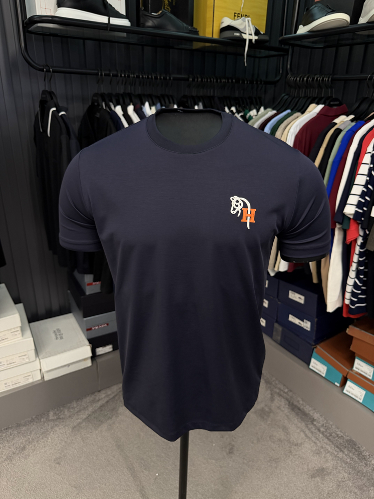 İthal Hermes T-shirt Kırışmayan Kumaş (9449-Lacivert)
