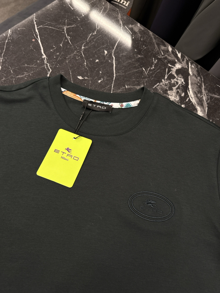 İthal Etro T-shirt Kırışmayan Kumaş (290001-Haki)