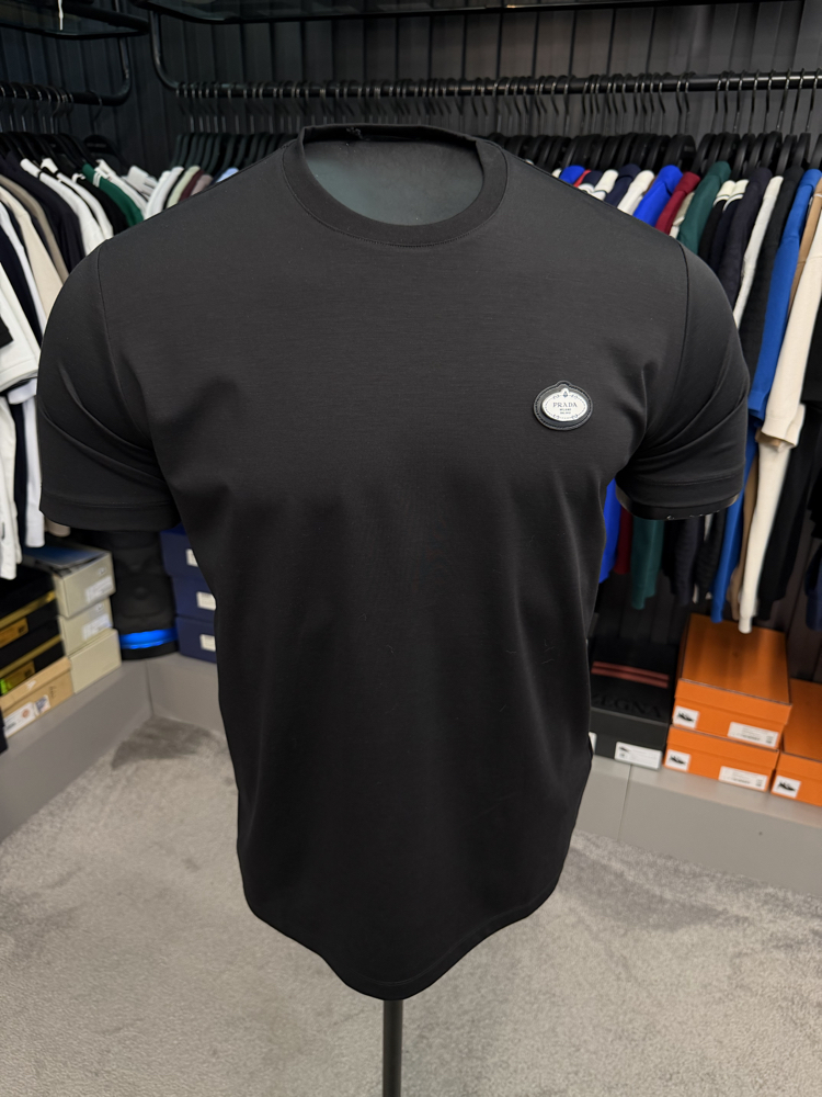 İthal Prada T-shirt Kırışmayan Kumaş (9430-Siyah)