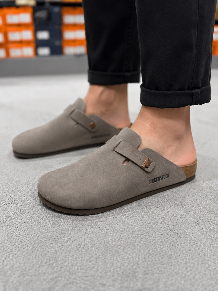 Birkenstock Yeni Sezon Boston Süet Terlik (Vizon)