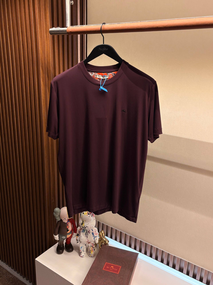 İthal Etro T-shirt Kırışmayan Kumaş (9438-Mürdüm)