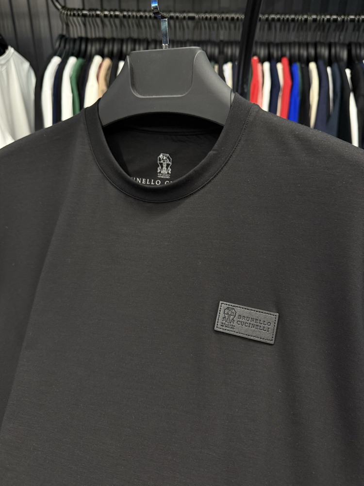 İthal Brunello Cucınelli T-shirt Kırışmayan Kumaş (9450-Siyah)