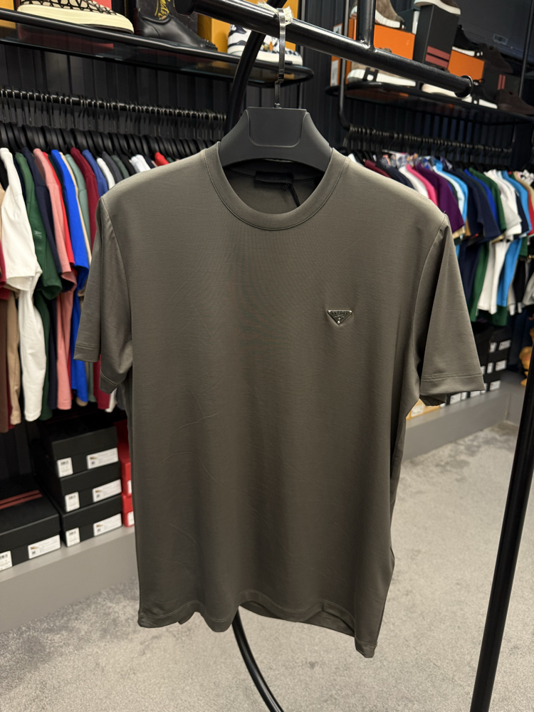 İthal Prada T-shirt Kırışmayan Kumaş (9460-Haki)