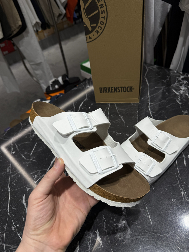 Birkenstock Arizona Deri Çift Toka (Beyaz)