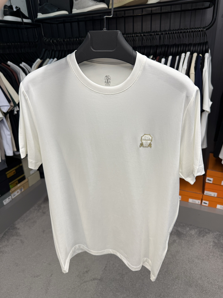 İthal Brunello Cucinelli T-shirt Kırışmayan Kumaş (9462-Beyaz)
