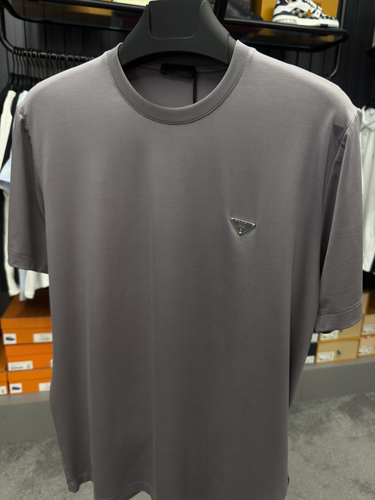 İthal Prada T-shirt Kırışmayan Kumaş (9460-Gri)