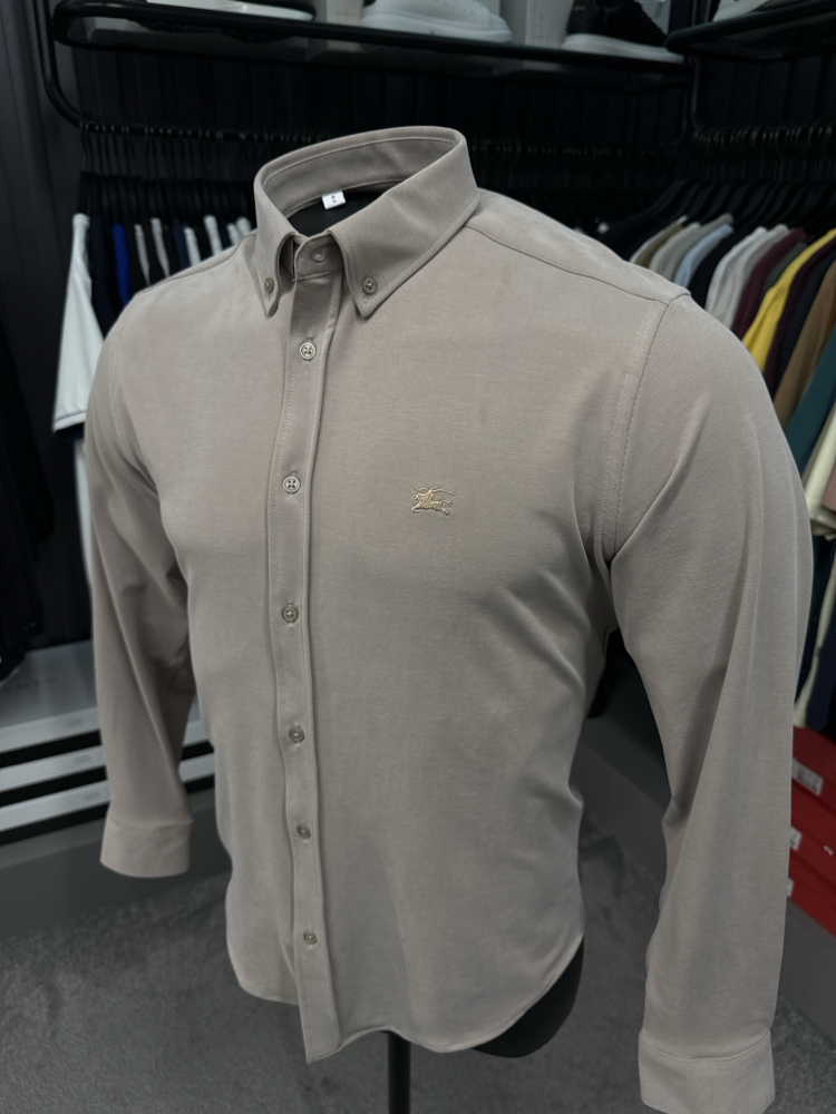 Burberry Yıkamalı Modal Kırışmayan Kumaş Gömlek (3914-Bej)