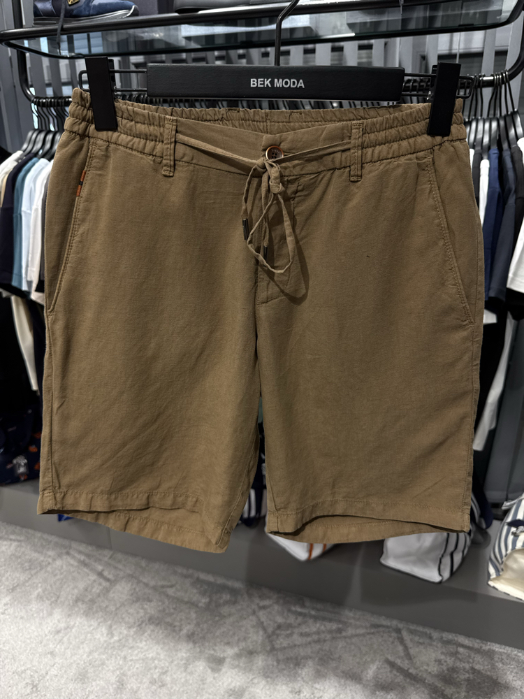 İthal Zegna  Ham Keten Şort (6141-Vizon)