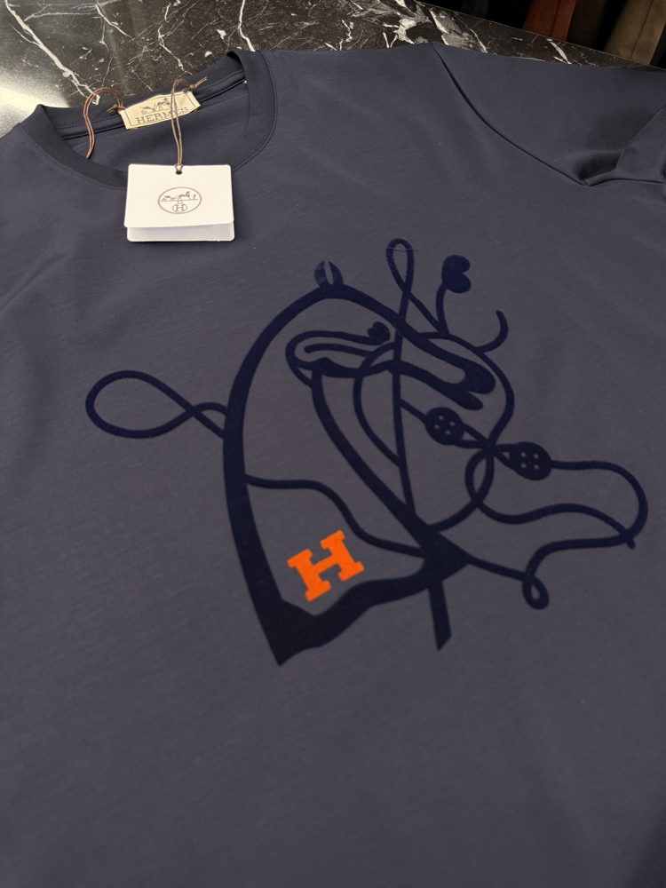 İthal Hermes T-shirt Kırışmayan Kumaş (9448-Lacivert)
