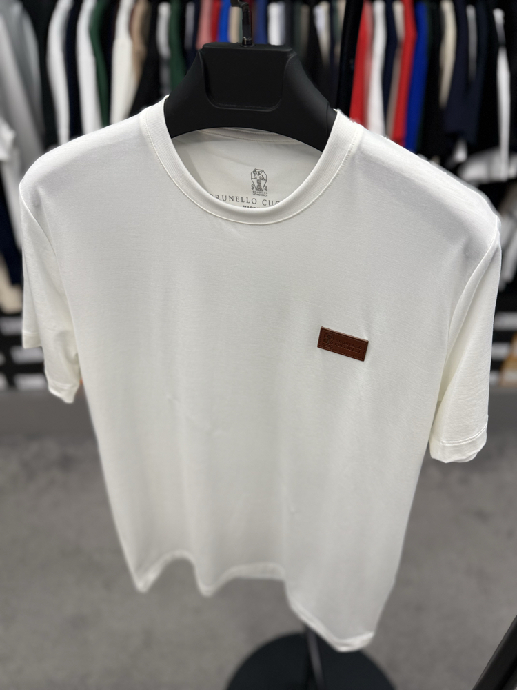 İthal Brunello Cucınelli T-shirt Kırışmayan Kumaş (9450-Beyaz)