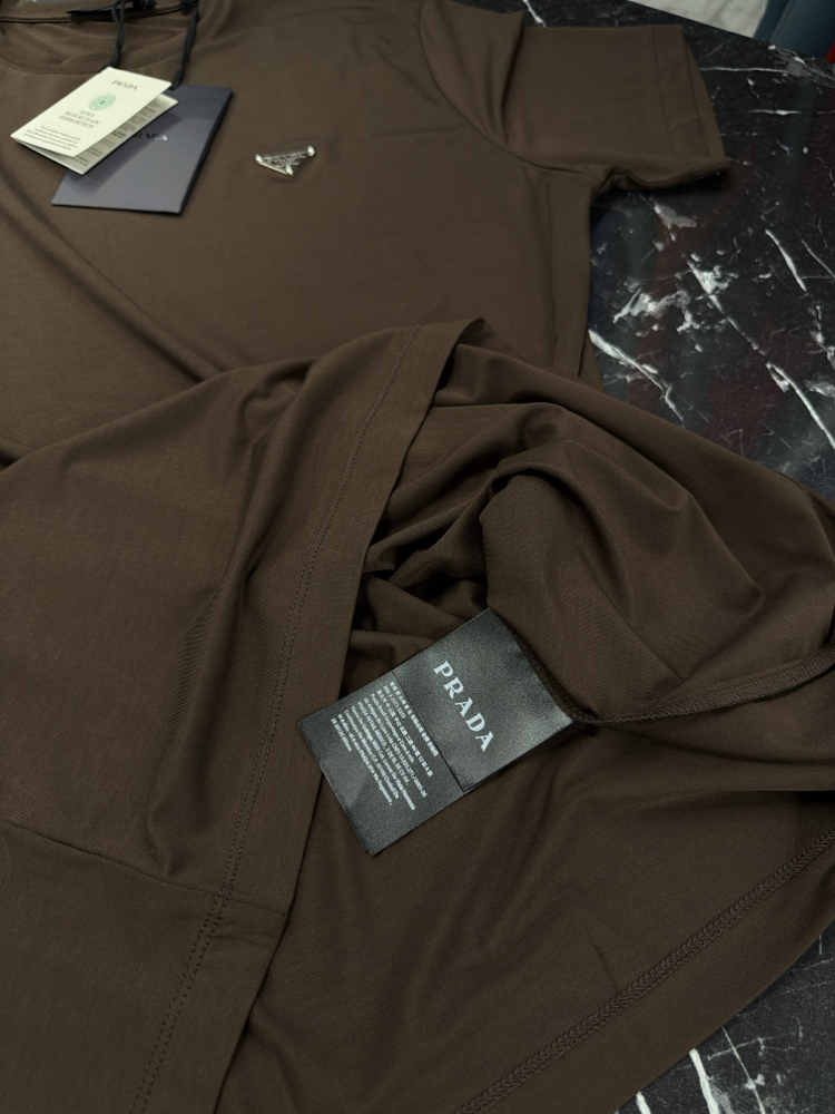 İthal Prada T-shirt Kırışmayan Kumaş (9460-Kahve )