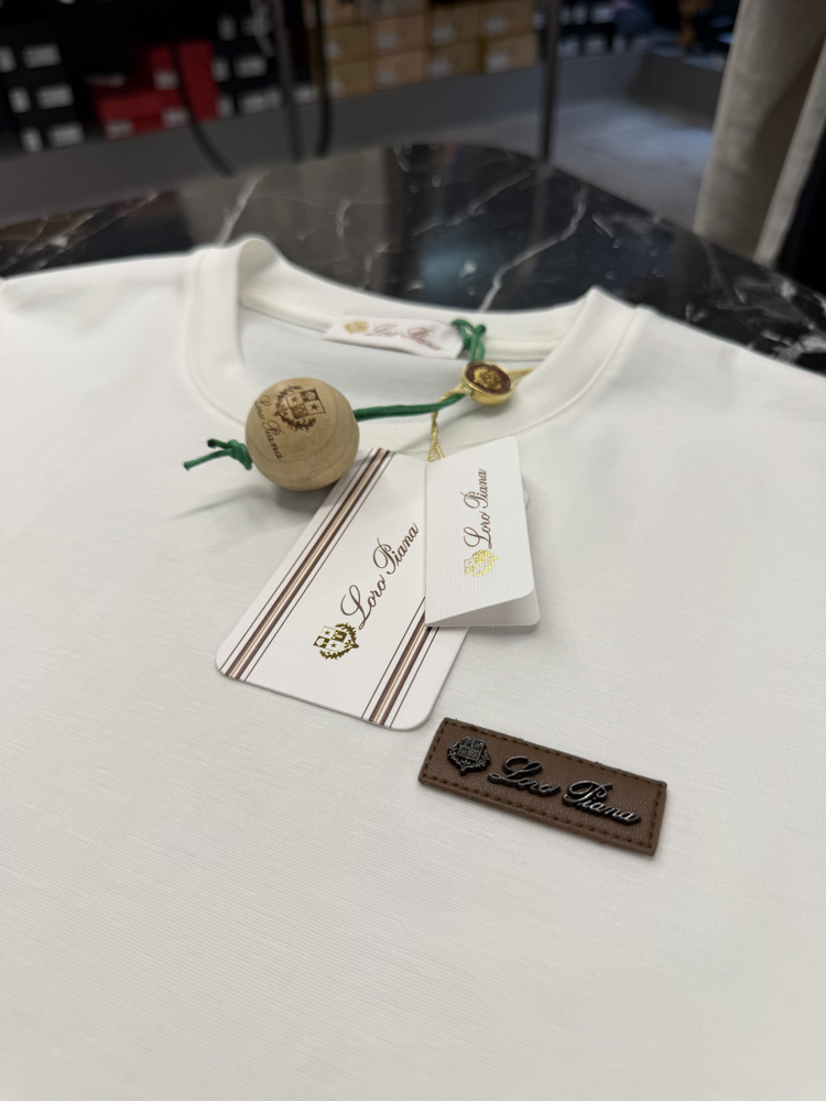 İthal Lora Piana T-shirt Kırışmayan Kumaş (9431-Beyaz)