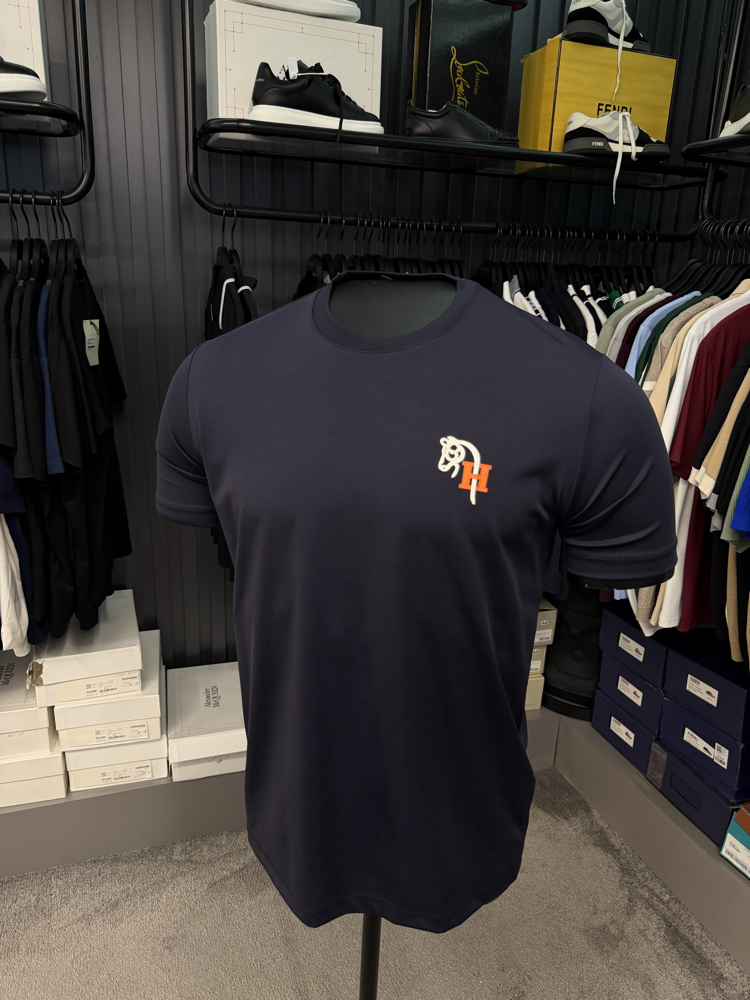 İthal Hermes T-shirt Kırışmayan Kumaş (9449-Lacivert)