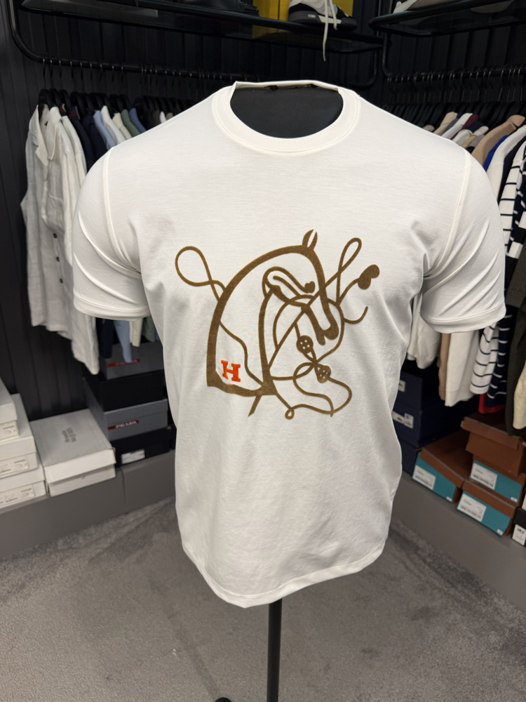 İthal Hermes T-shirt Kırışmayan Kumaş (9448-Beyaz)