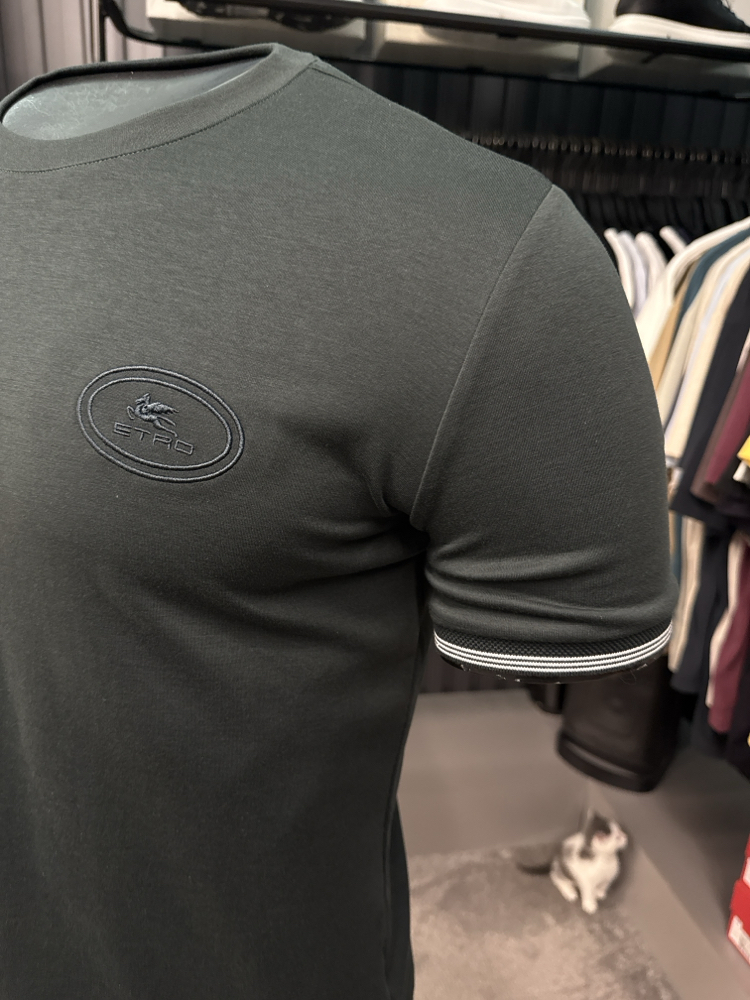 İthal Etro T-shirt Kırışmayan Kumaş (290001-Haki)