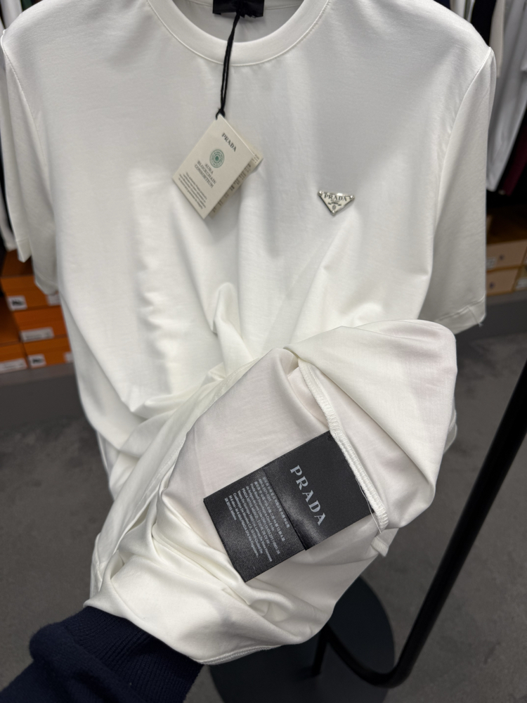 İthal Prada T-shirt Kırışmayan Kumaş (9460-Beyaz)
