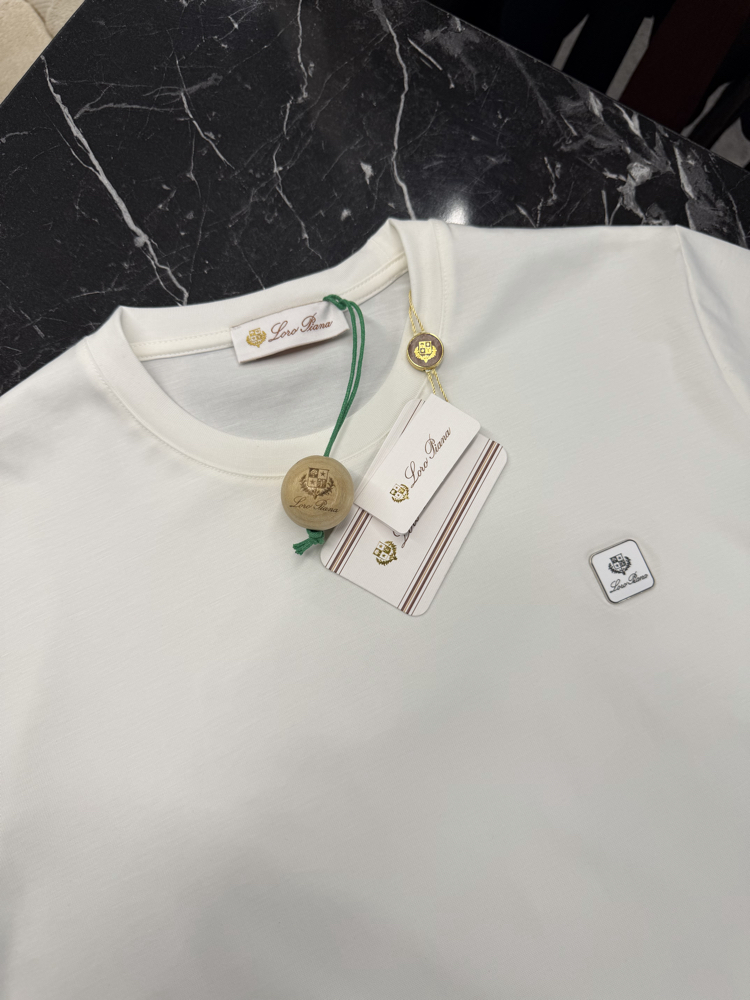 İthal Lora Piana T-shirt Kırışmayan Kumaş (9432-Beyaz)