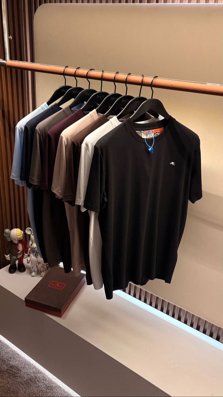 İthal Etro T-shirt Kırışmayan Kumaş (9438-Siyah)