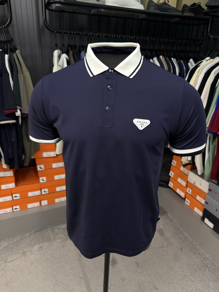 İthal Prada Polo Yaka  Kırışmayan Kumaş (10088-Lacivert)