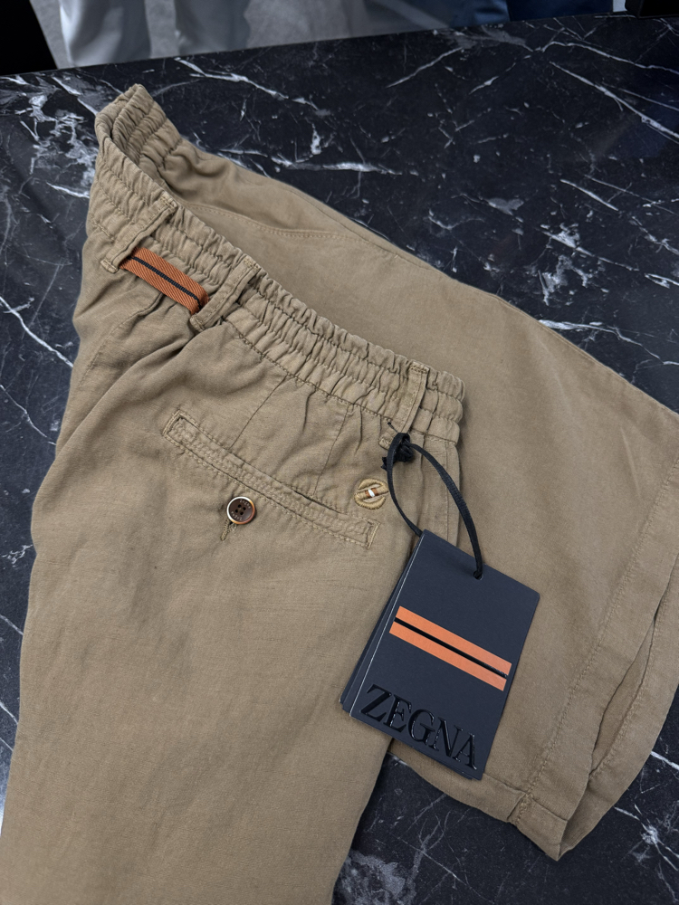 İthal Zegna  Ham Keten Şort (6141-Vizon)