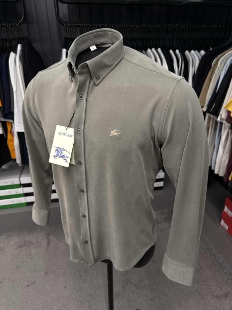 Burberry Yıkamalı Modal Kırışmayan Kumaş Gömlek (3914-Haki)