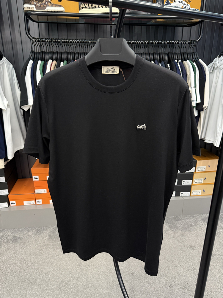İthal Hermes T-shirt Kırışmayan Kumaş (9420-Siyah)