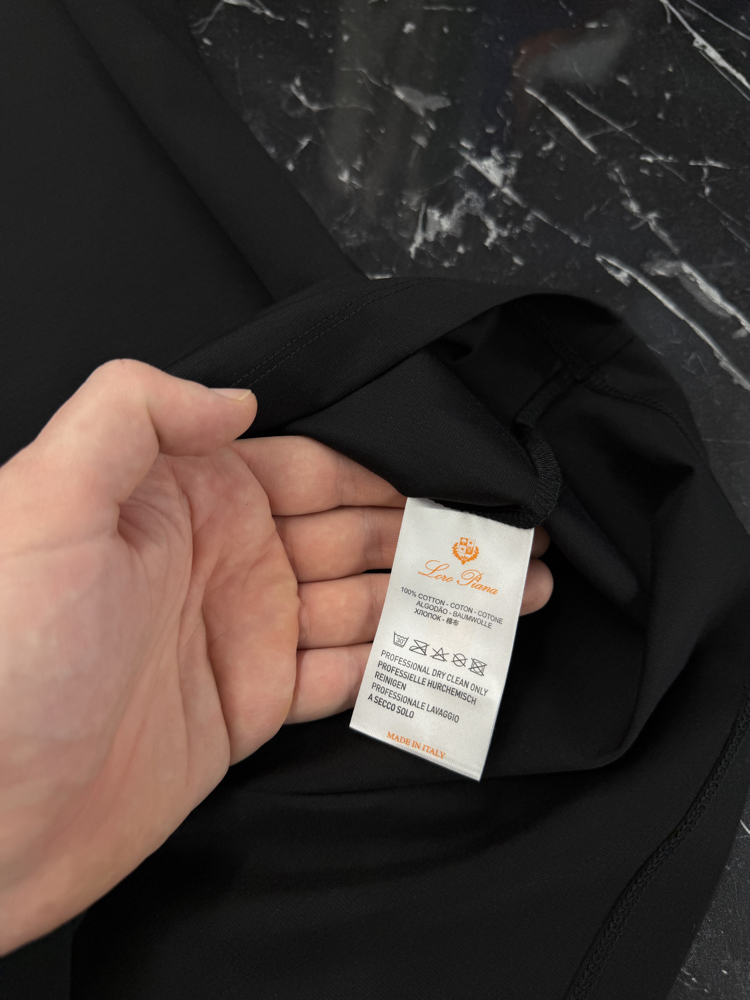 İthal Lora Piana T-shirt Kırışmayan Kumaş (9431-Siyah