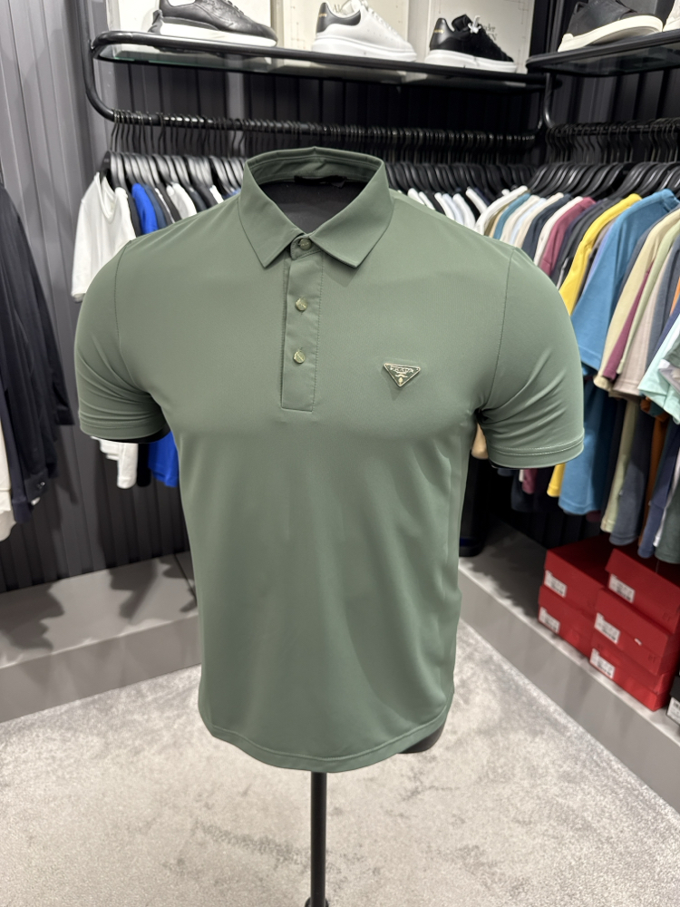İthal Prada Polo Yaka  Kırışmayan Kumaş (10072-Çağla Yeşili)