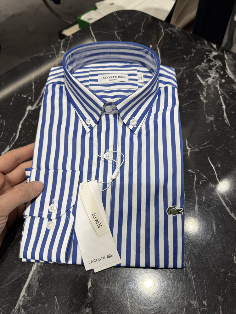 Premium Çizgili Pamuk Kumaş Gömlek (Sax Mavisi--495)