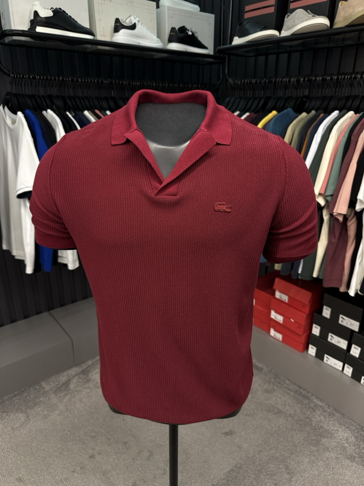 Örme V Triko Polo Yaka (Bordo-33036)