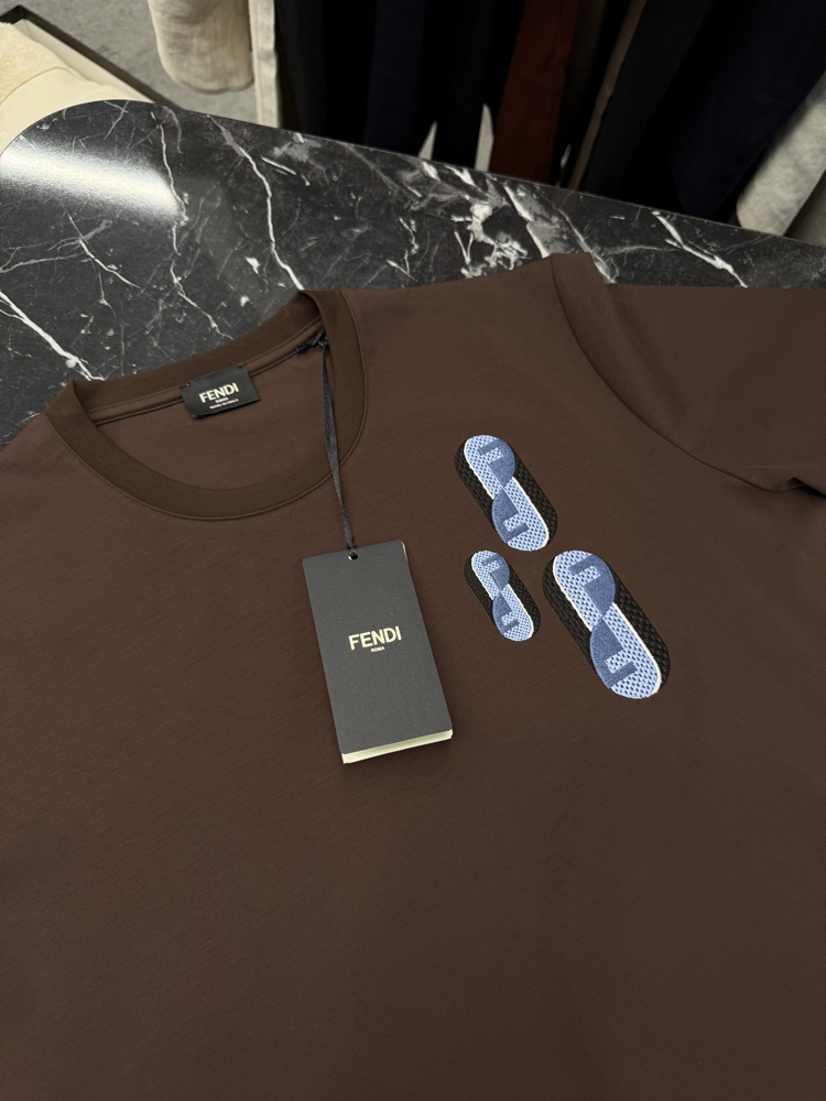 İthal Fendi T-shirt Kırışmayan Kumaş (9447-KahveRengi)