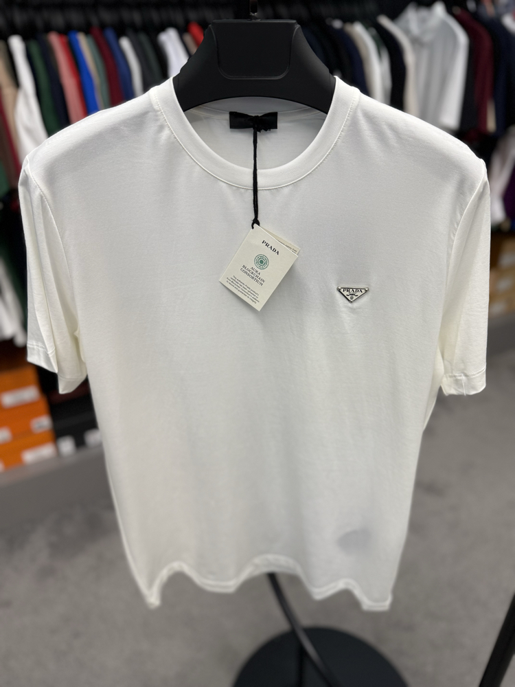 İthal Prada T-shirt Kırışmayan Kumaş (9460-Beyaz)