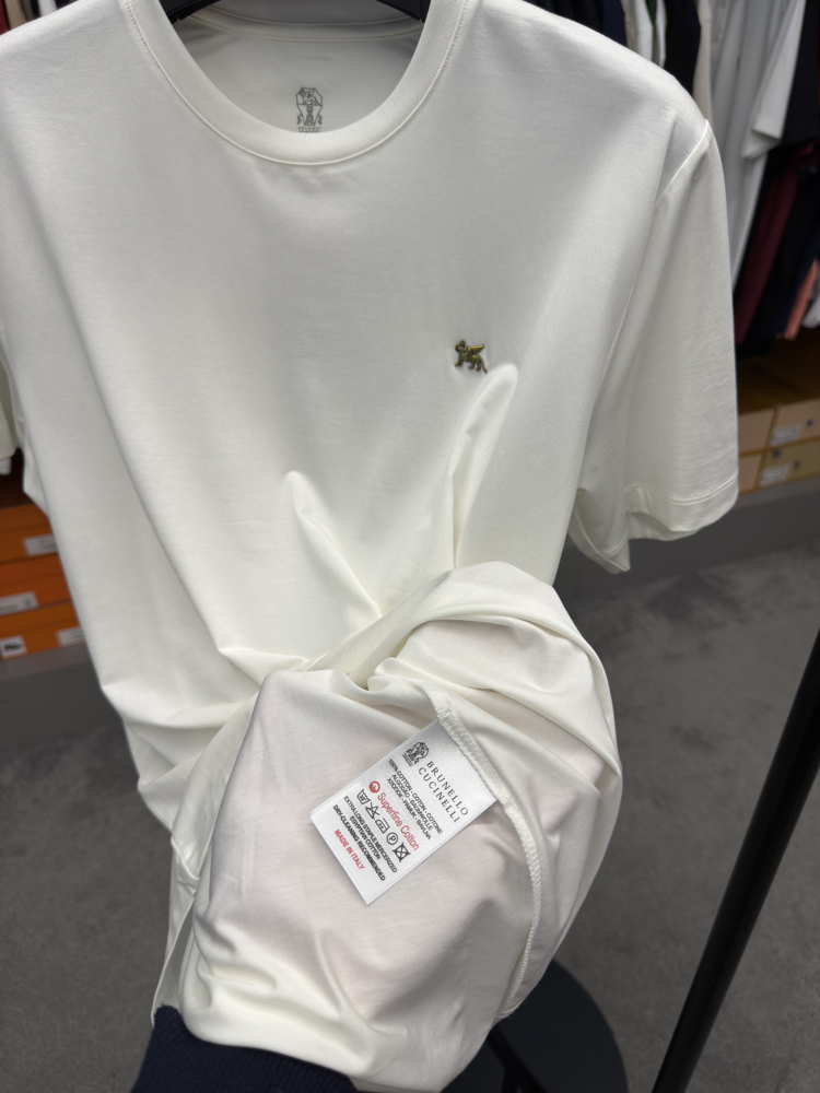 İthal Brunello Cucınelli T-shirt Kırışmayan Kumaş (9427-Beyaz)