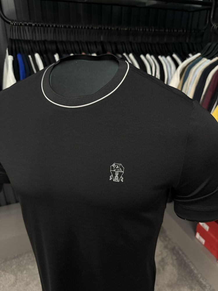 İthal Brunello Cucınelli T-shirt Kırışmayan Kumaş (7214-Siyah)