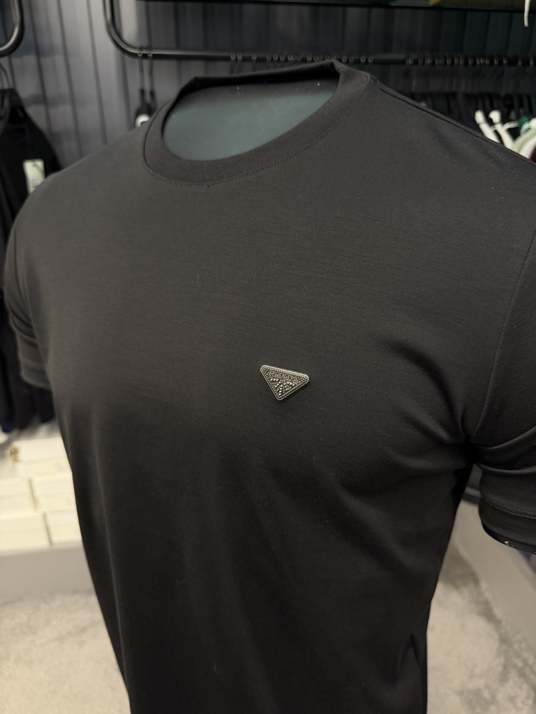 İthal Prada T-shirt Kırışmayan Kumaş (9434-Siyah)