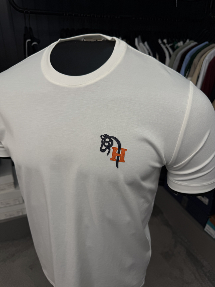 İthal Hermes T-shirt Kırışmayan Kumaş (9449-Beyaz)