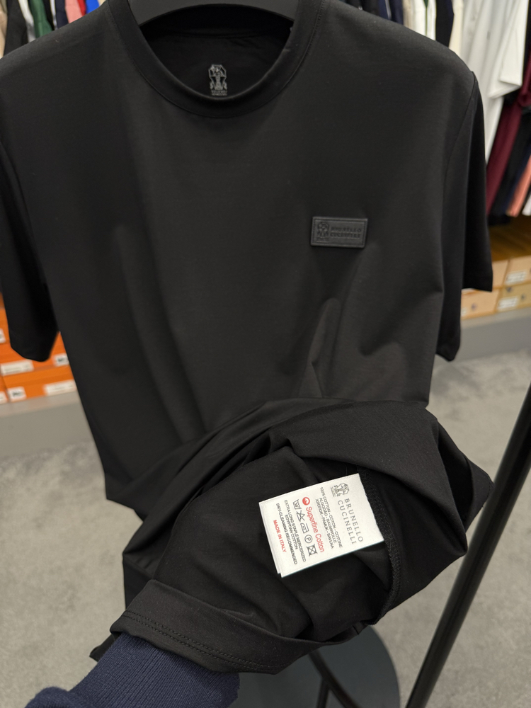 İthal Brunello Cucınelli T-shirt Kırışmayan Kumaş (9450-Siyah)