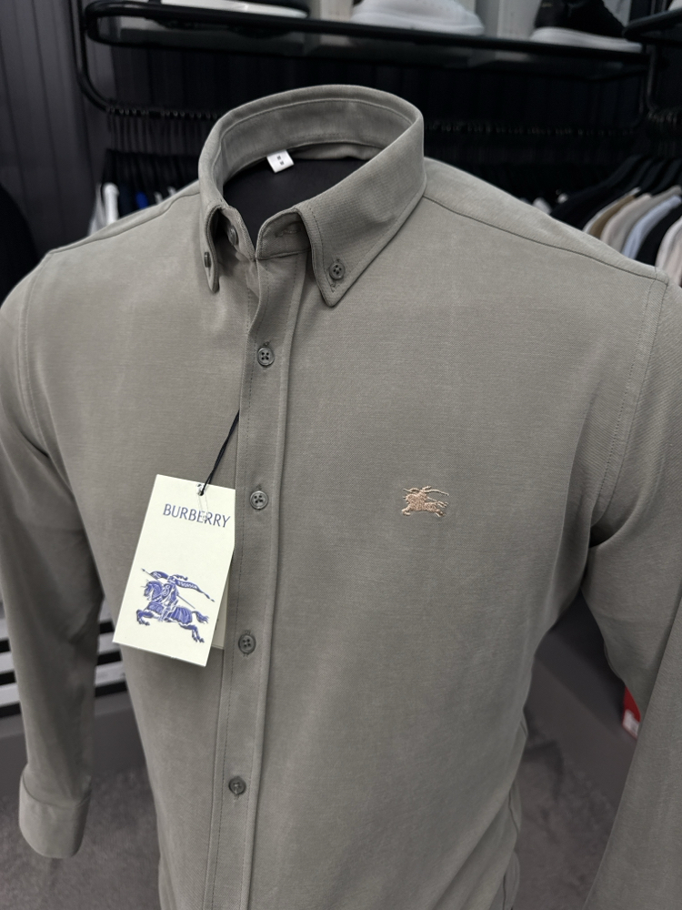 Burberry Yıkamalı Modal Kırışmayan Kumaş Gömlek (3914-Haki)