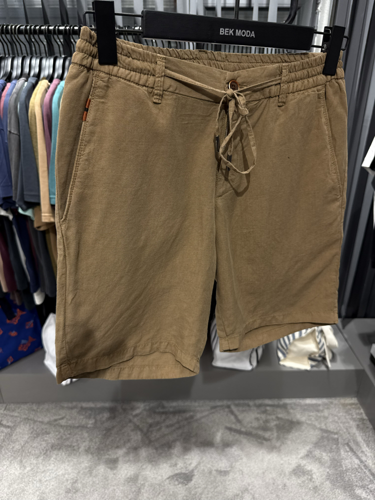 İthal Zegna  Ham Keten Şort (6141-Vizon)