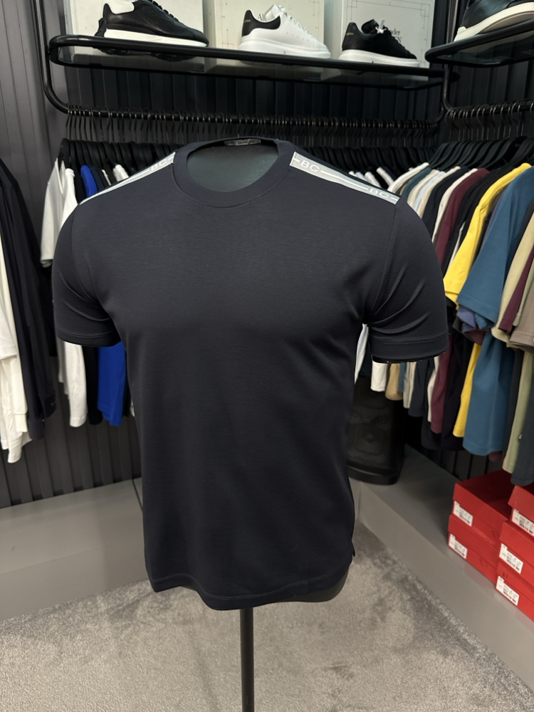 İthal Brunello Cucınelli Omuz Detaylı T-shirt Kırışmayan Kumaş (1987-Koyu Lacivert)