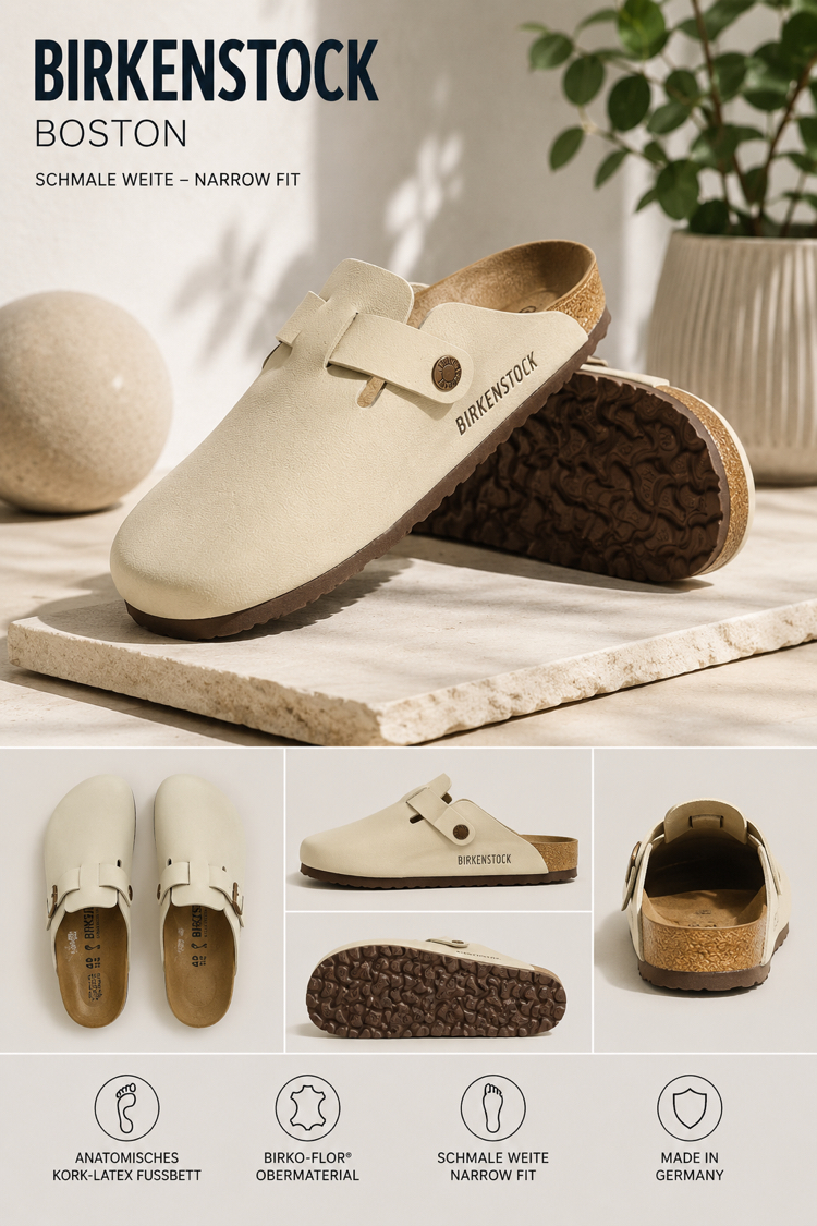 Birkenstock Yeni Sezon Boston Süet Terlik (Ekru)