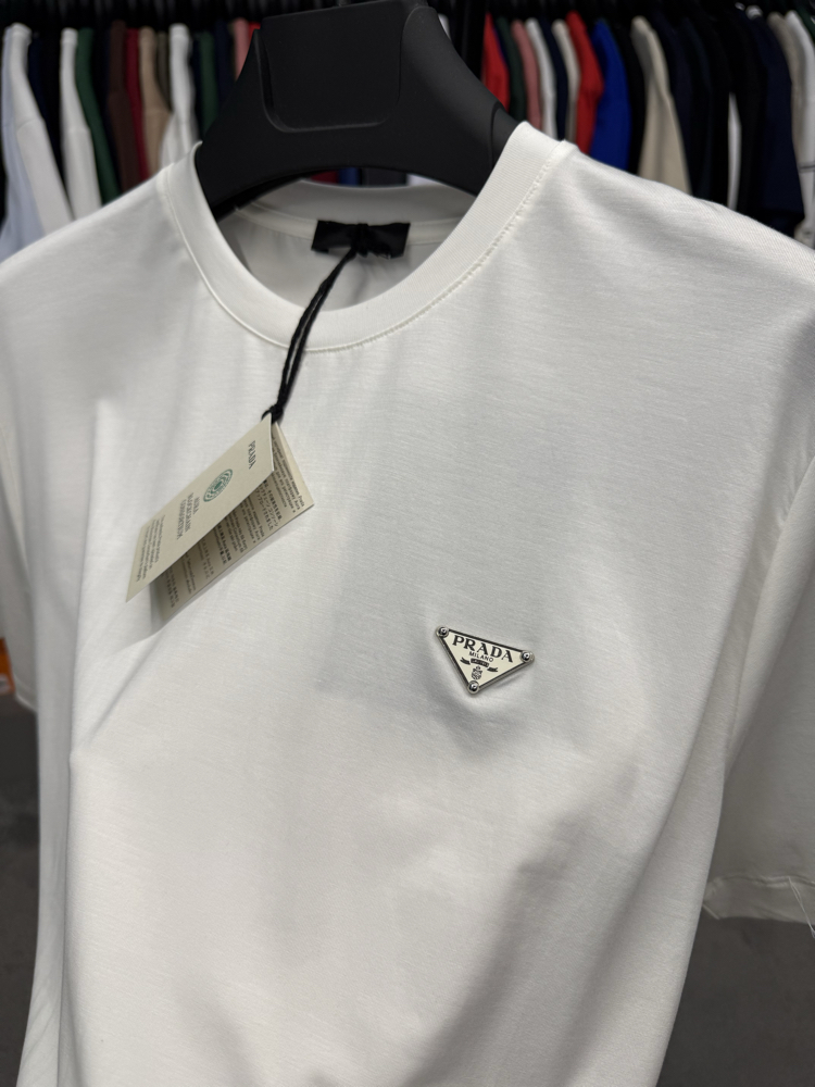İthal Prada T-shirt Kırışmayan Kumaş (9460-Beyaz)
