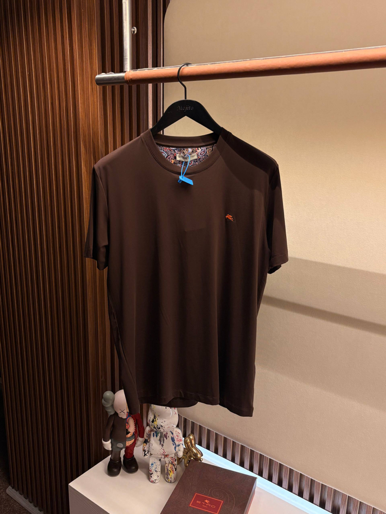 İthal Etro T-shirt Kırışmayan Kumaş (9438-Kahve)