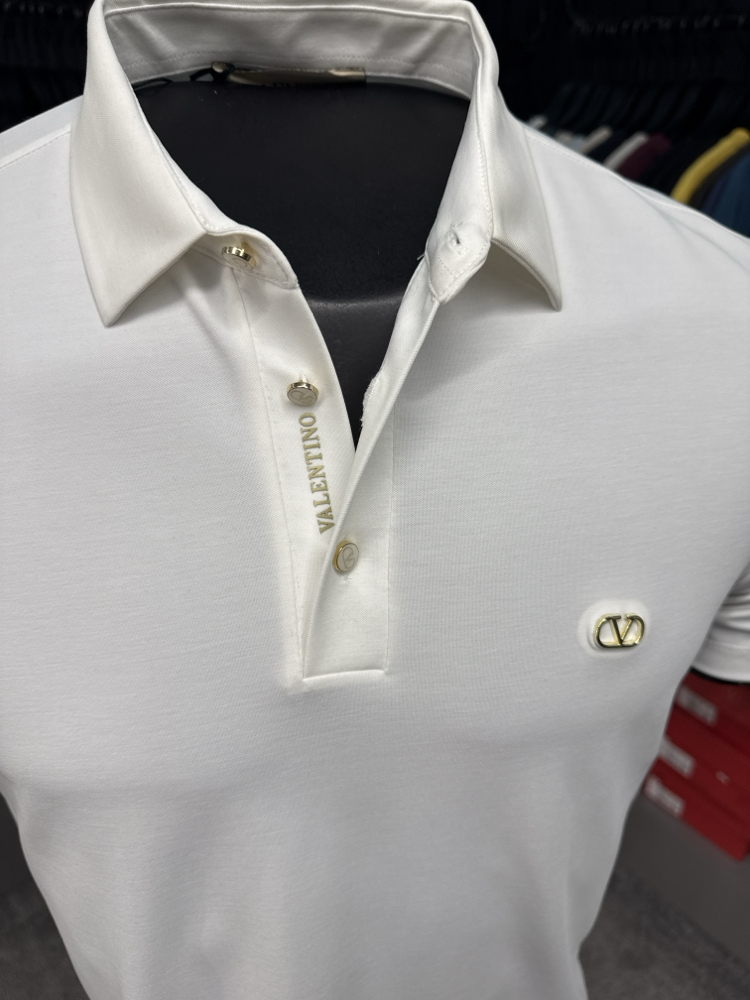 İthal Valentino Polo Yaka  Kırışmayan Kumaş (10067-Beyaz)