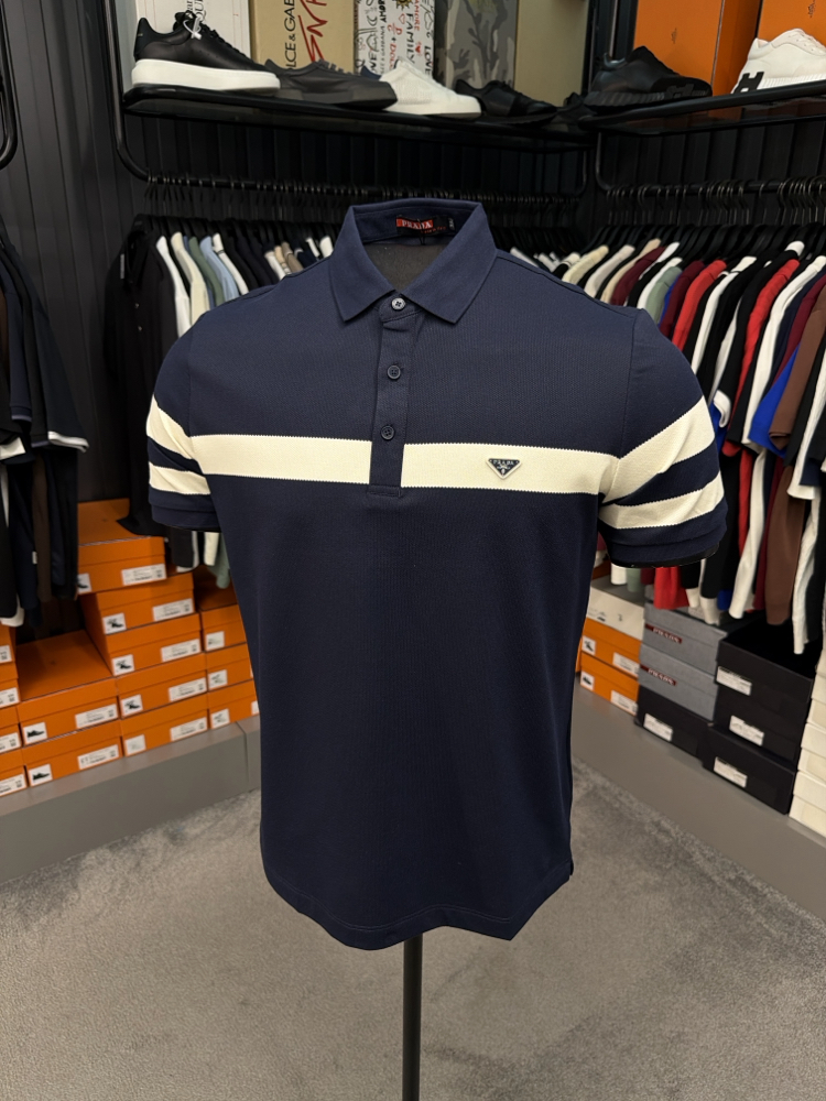 İthal Prada Polo Yaka Kırışmayan Kumaş (6956-Lacivert)