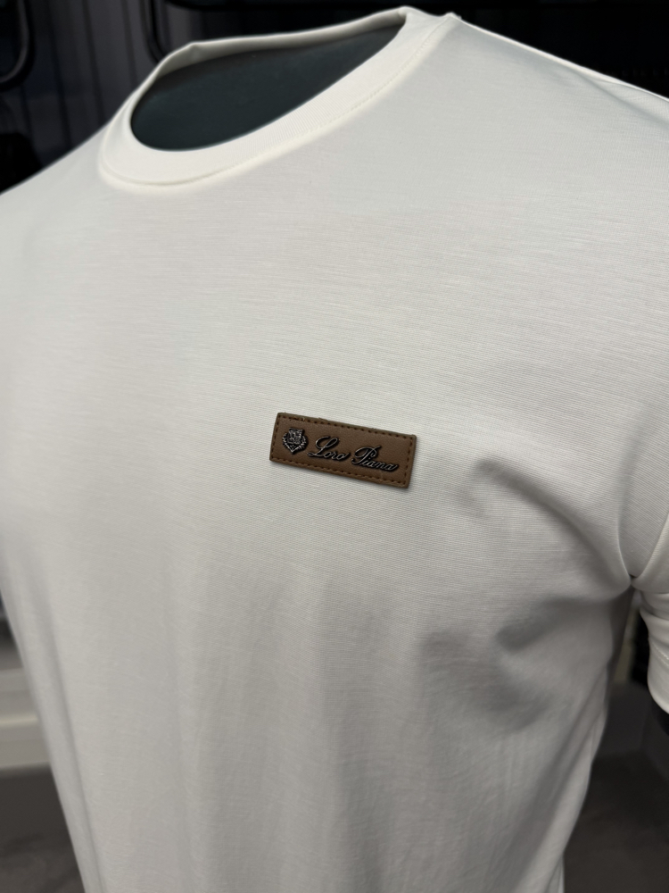 İthal Lora Piana T-shirt Kırışmayan Kumaş (9431-Beyaz)